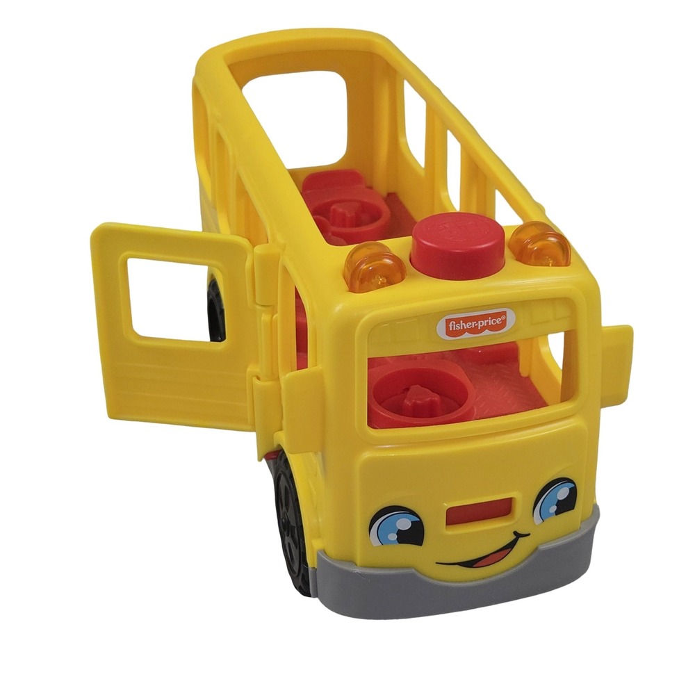 Fisher Price Little People Lil School Bus Yellow Toy Vehicle Stop Sign Door